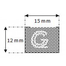 Rechthoekig mosrubber snoer | 12 x 15 mm | rol 50 meter